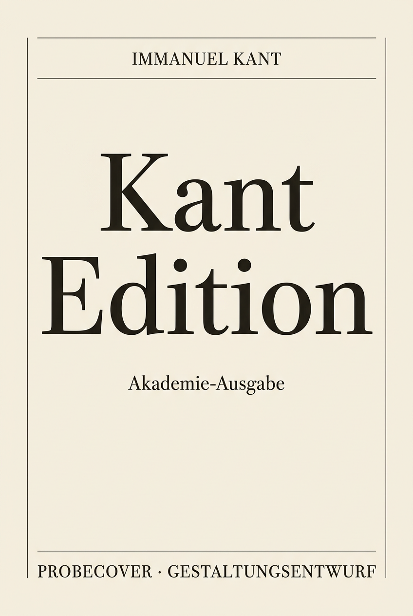 Vorläufiges Probecover der Kant Edition, Gestaltungsentwurf